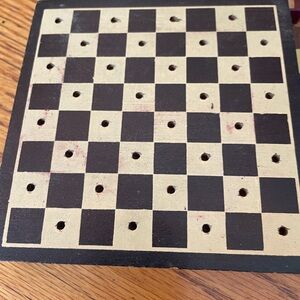 Vintage Drueke Small Travel Wood Wooden Chess/Checker Boards